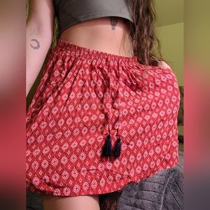 Red Skirt With White Detailing